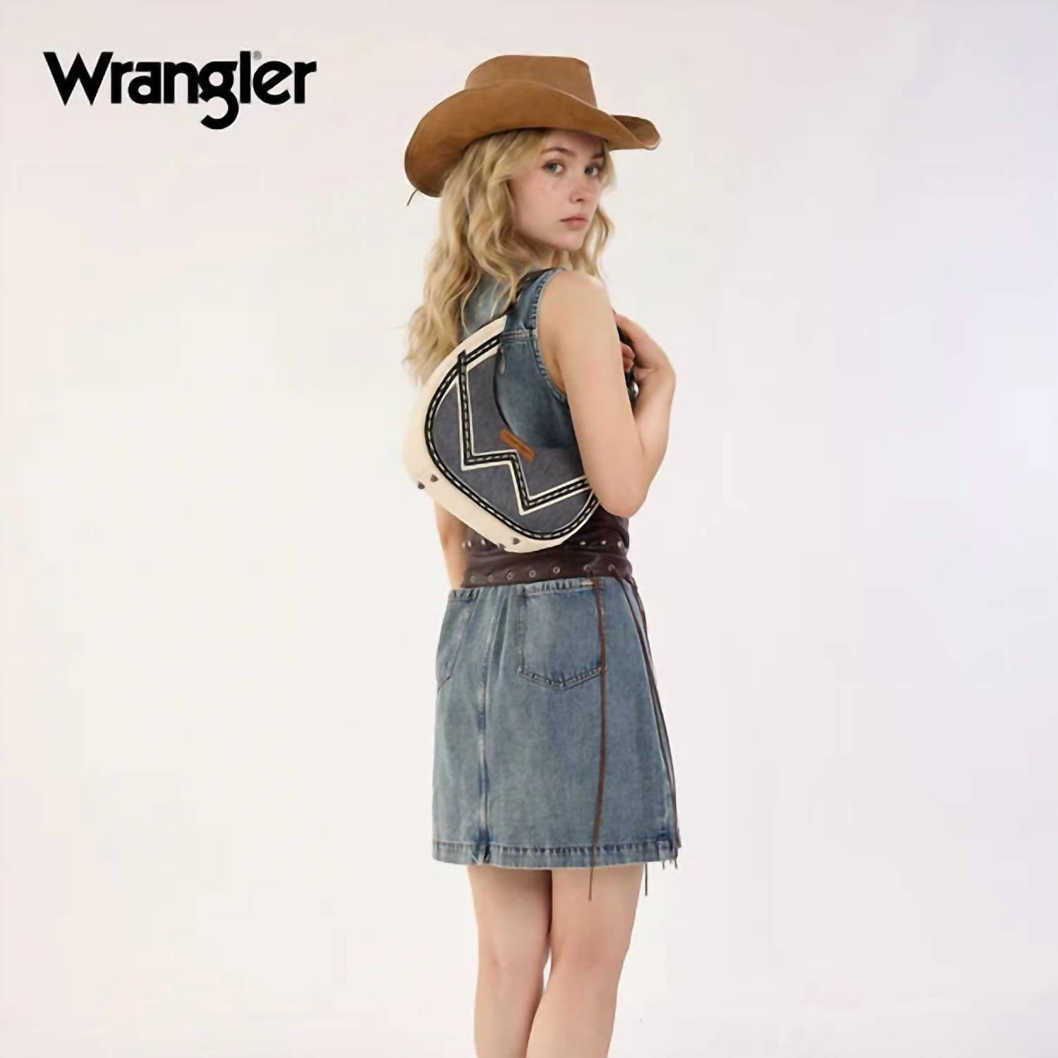 Wrangler - WESTERN CONTRAST STITCH CHEVRON HOBO SHOULDER BAG