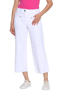 Slimsation By Multiples Raw Edge Hem Crop Jeans in white - women's jeans - view 4