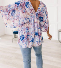 Jodifl - Fabled in Floral Draped Peplum Top