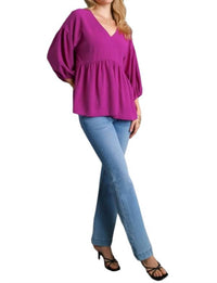 Umgee - V-neck Babydoll Top
