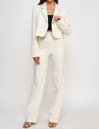 Ellison - Cropped Power Shoulder Blazer