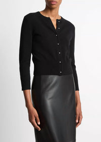 Vince Metal Button Cardigan in black 1 - women's cardigan - detail view