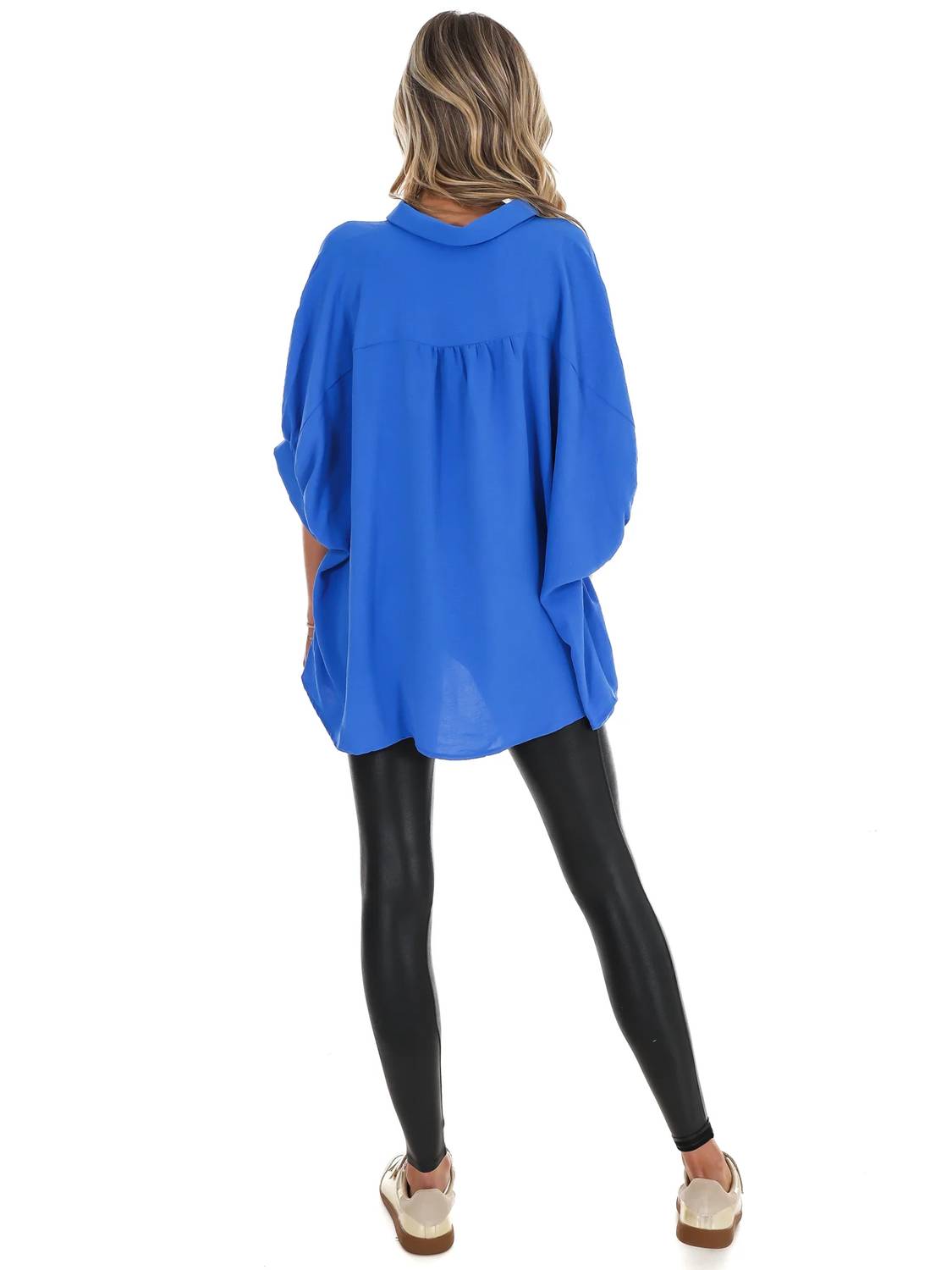 Day + Moon - Women's Fingers Crossed Oversized Button Down Top
