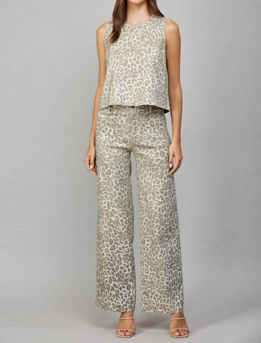 Fate - Celina Metallic Animal Print Wide-leg Pants