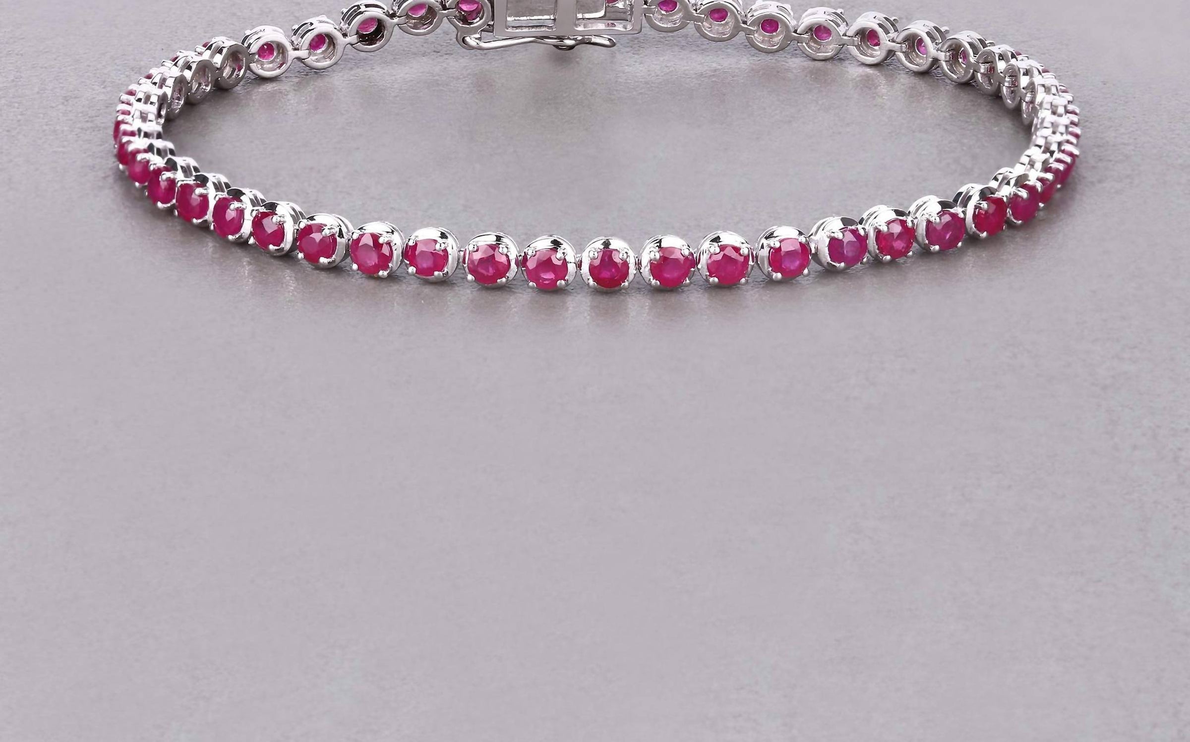 Diana M Jewels Women's Round Natural Mozambique Ruby Bracelet (3.13 Ct) - Signature Plus in 14k white gold - women's jewelry - detail view