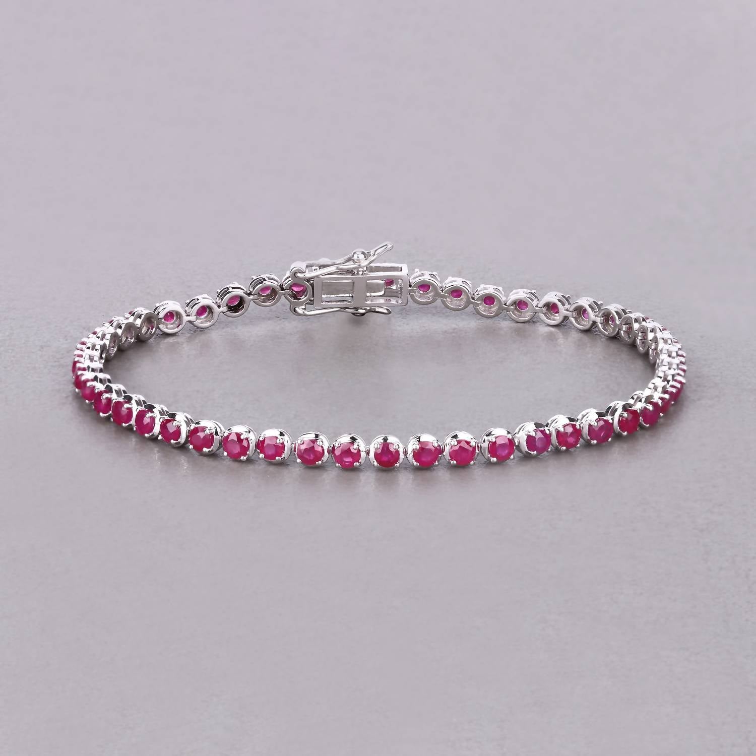 Diana M Jewels Women's Round Natural Mozambique Ruby Bracelet (3.13 Ct) - Signature Plus in 14k white gold - women's jewelry - alternate view