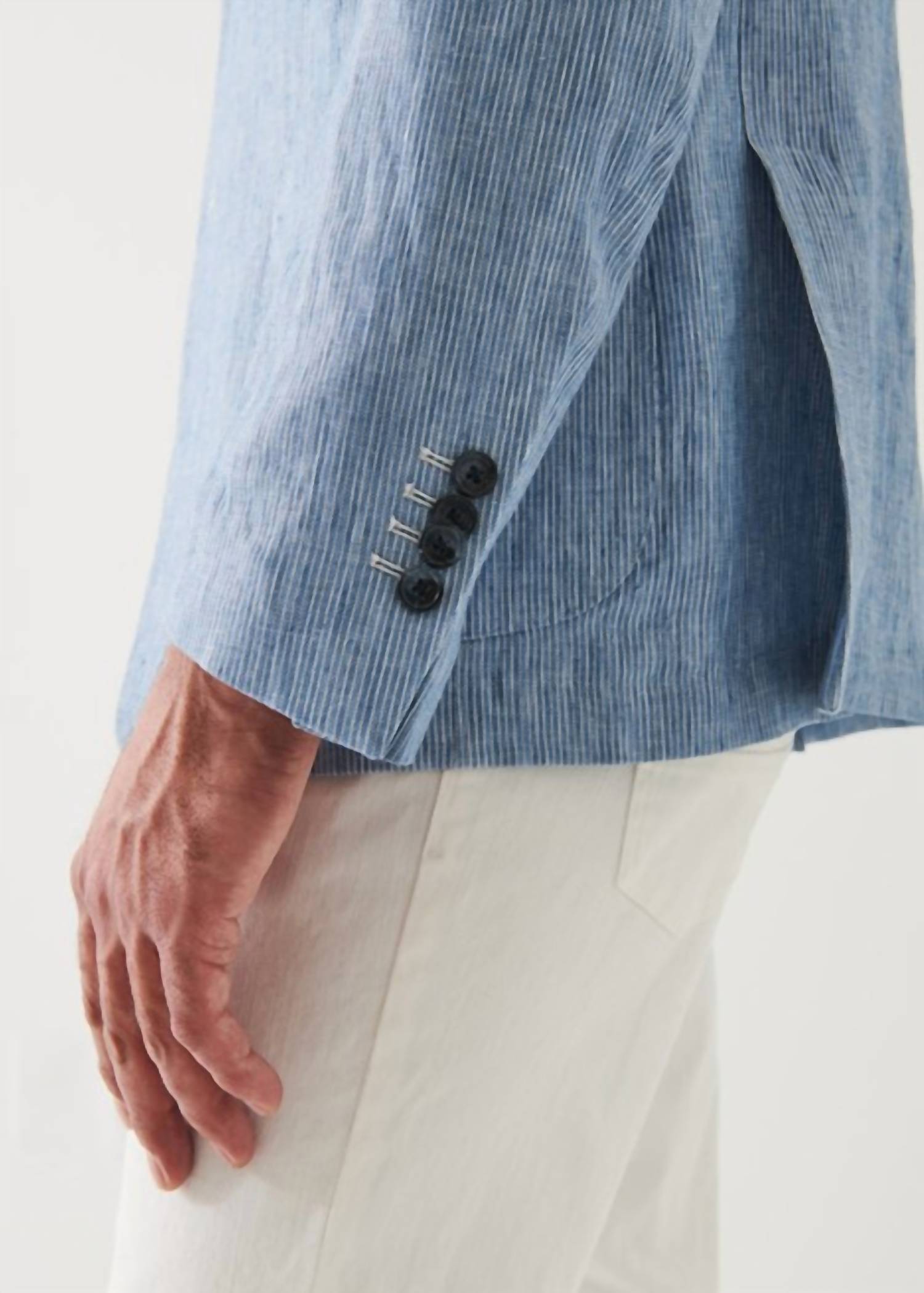 Patrick Assaraf - STRIPED LINEN TWO-BUTTON BLAZER