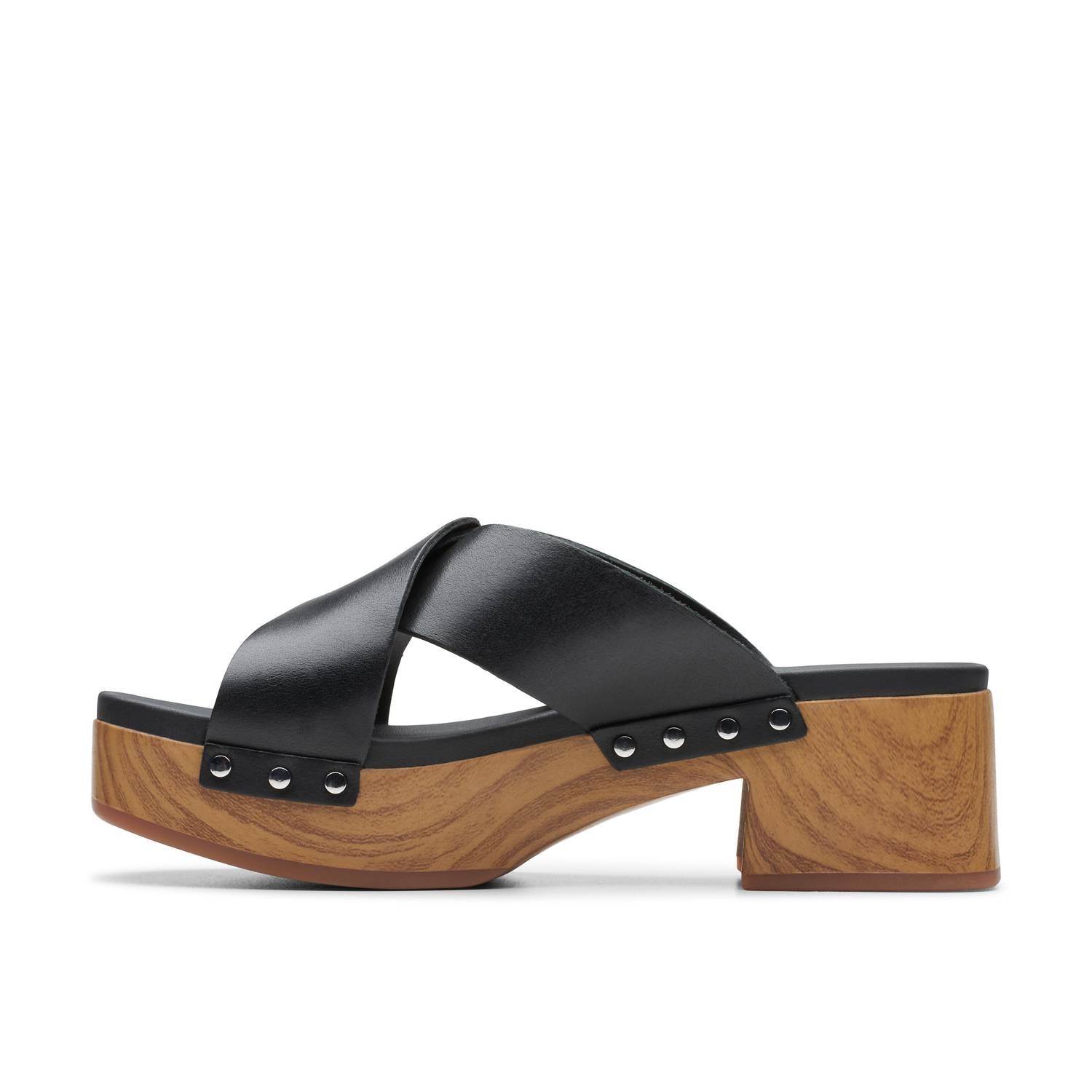 Clarks Women's Sivanne Walk Sandals in black leather - women's sandal - detail view