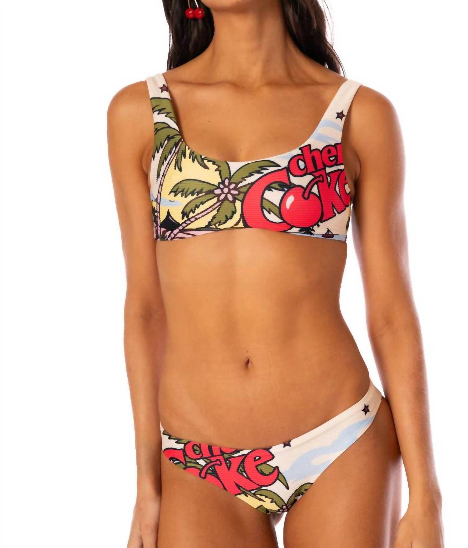 MAAJI Isla Vibes Gwen Classic Bralette Bikini Top in cherry red - women's swimwear - alternate view