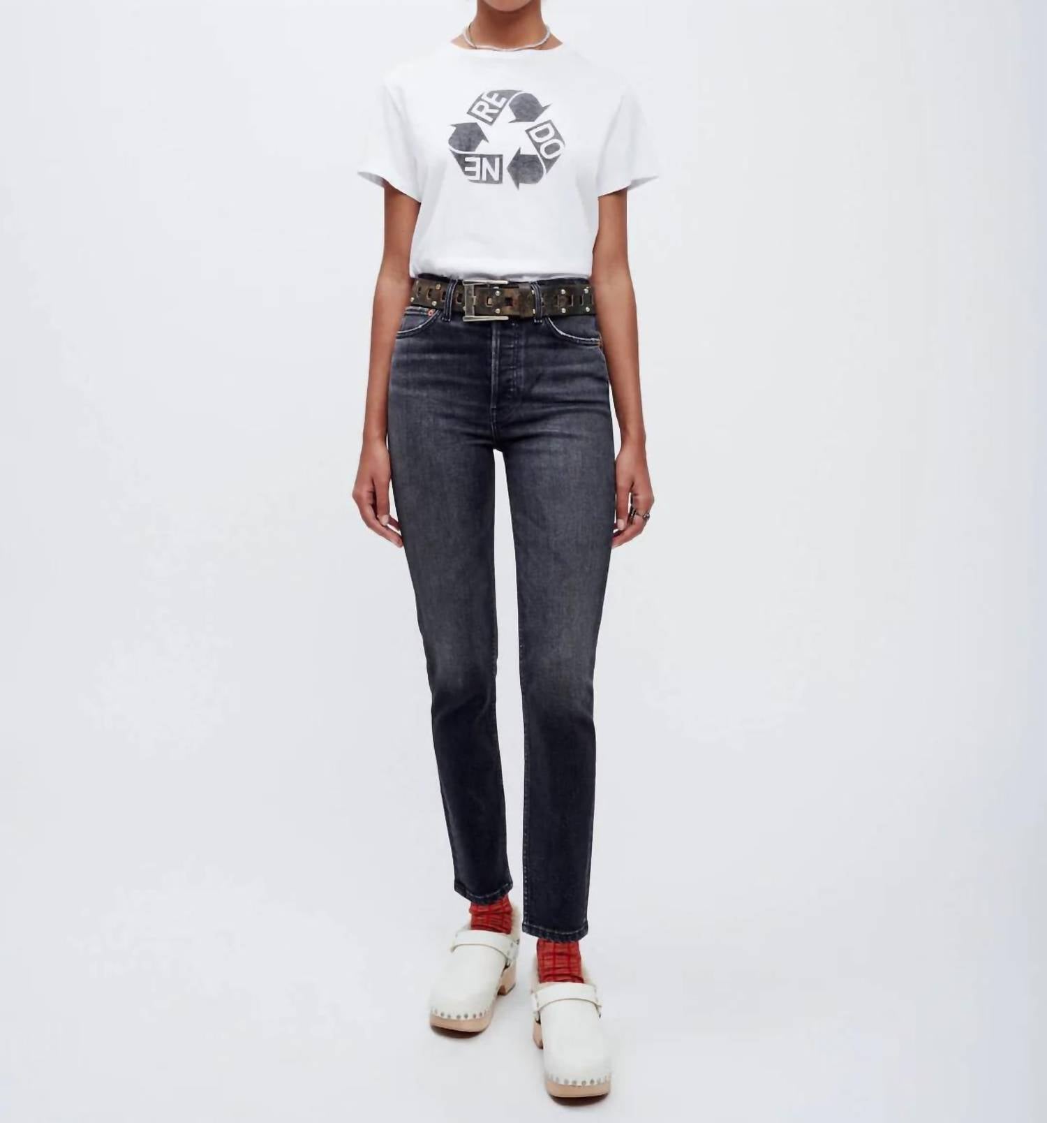 RE/DONE 90's High Rise Ankle Crop Jean in onyx fade - women's jeans