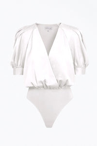 MAE WRAP-EFFECT SATEEN BODYSUIT