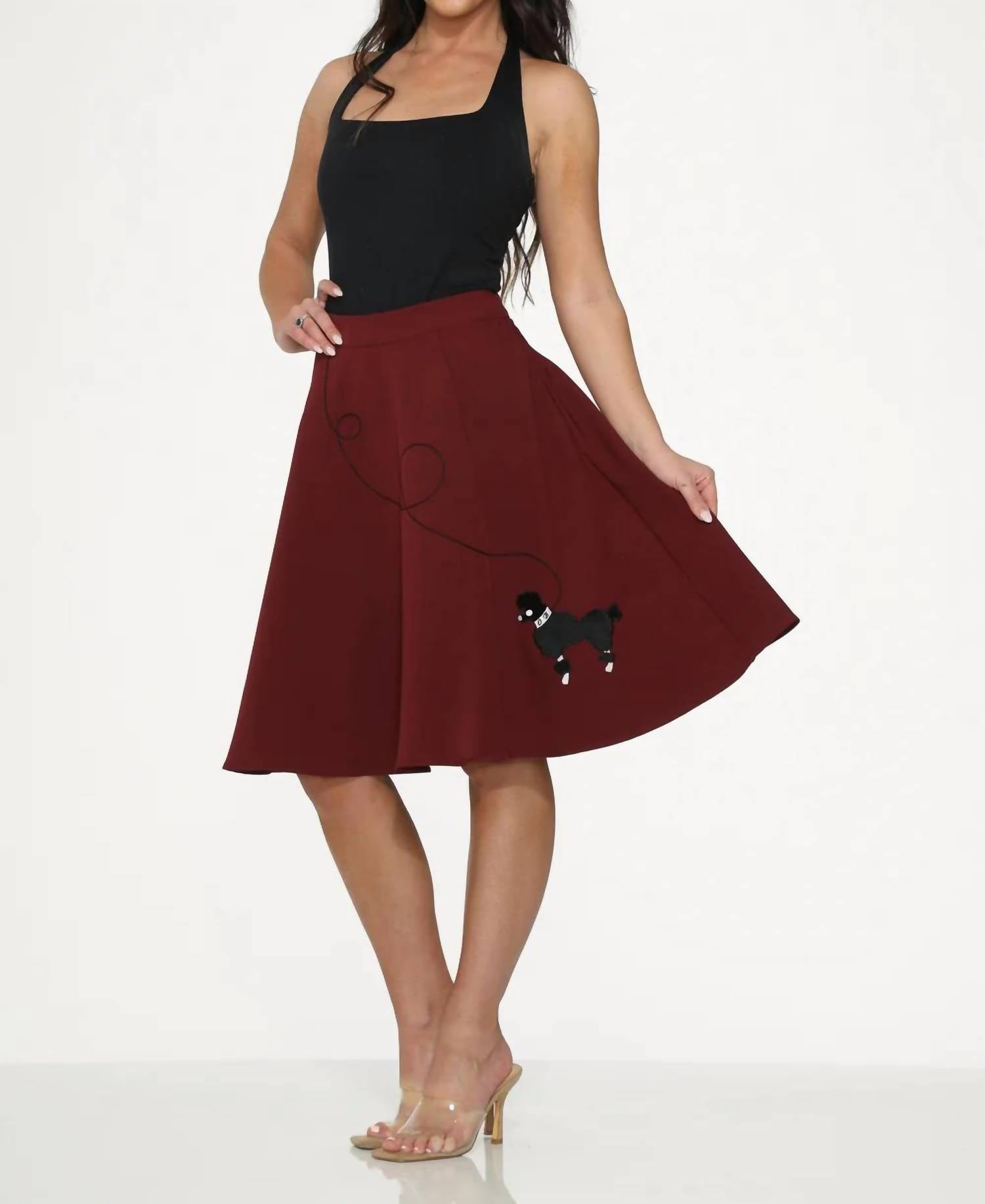 Orchid Bloom - Embroidered Poodle Swing Skirt