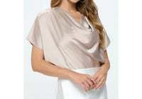 Renee C - Satin Cowl Neck Short Sleeve Top
