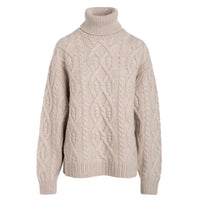 NAADAM Ultra Luxe Cashmino Cable Turtleneck Sweater in oat in oat - women's sweater