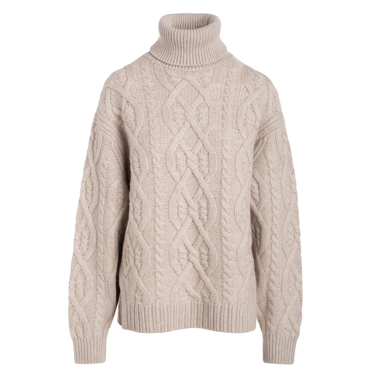 NAADAM Ultra Luxe Cashmino Cable Turtleneck Sweater in oat in oat - women's sweater