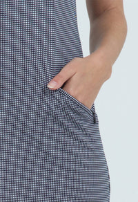 Ibkul - Mini Check Print Sleeveless Mock Neck Dress