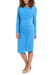 London Times - Long Sleeve Ruched Detail Dress
