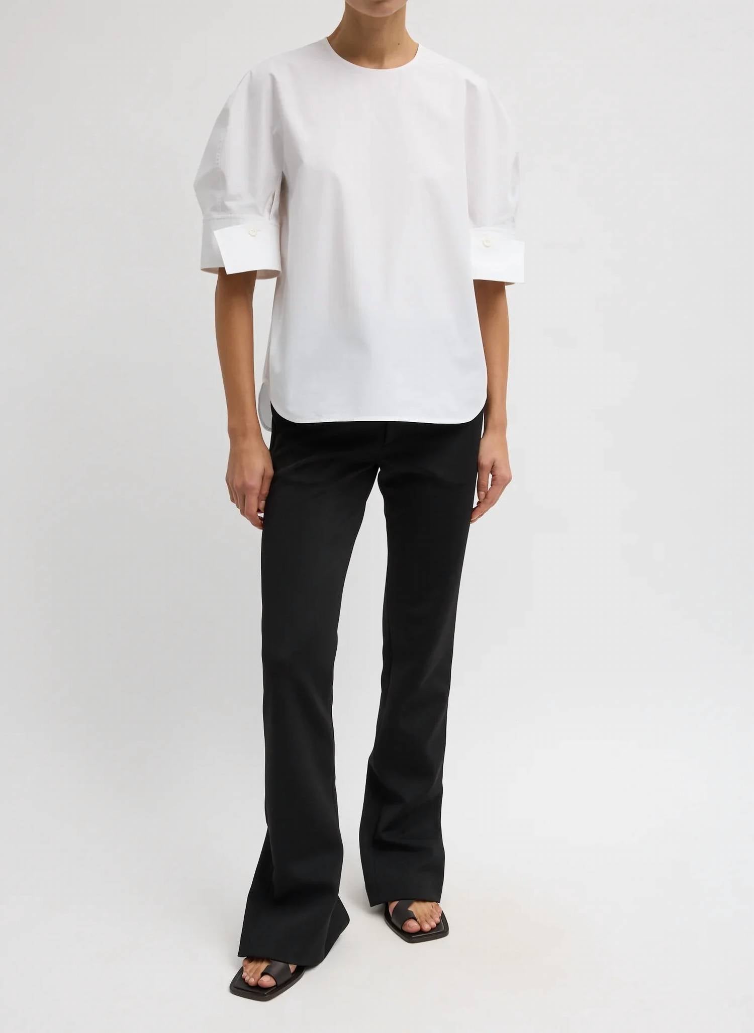 Tibi - Compact Eco Poplin Reverse Sleeve Top