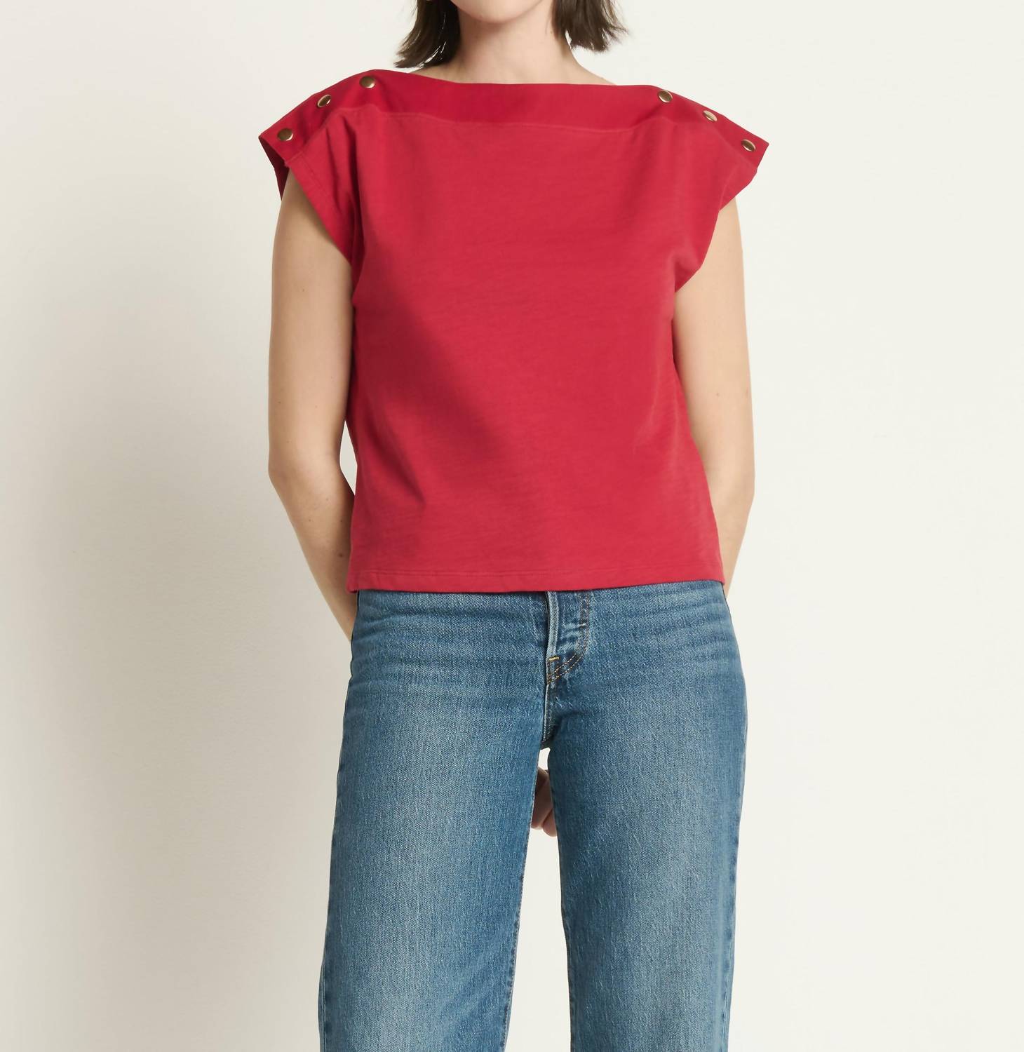 Nation LTD Brooks Boatneck Top in rio red - women's t-shirt