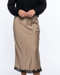 Ee:Some - Coco Satin & Lace Midi Skirt