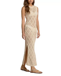 ELAN Lucia Crochet Maxi Dress Swim Cover Up in natural - women's swimwear - alternate view