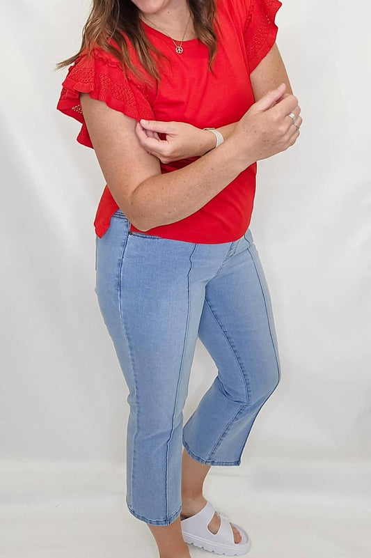 Multiples - Flutter Short Sleeve Top