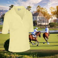 NUSPORT Women's Del Mar Polo in citrine - women's t-shirt - detail view