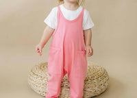 Little Joy Co. Bamboo Tank Romper in pink - kids' item - alternate view
