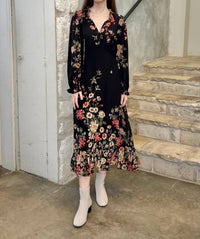 Sea - Jolie Floral Print Long Sleeve Midi Dress