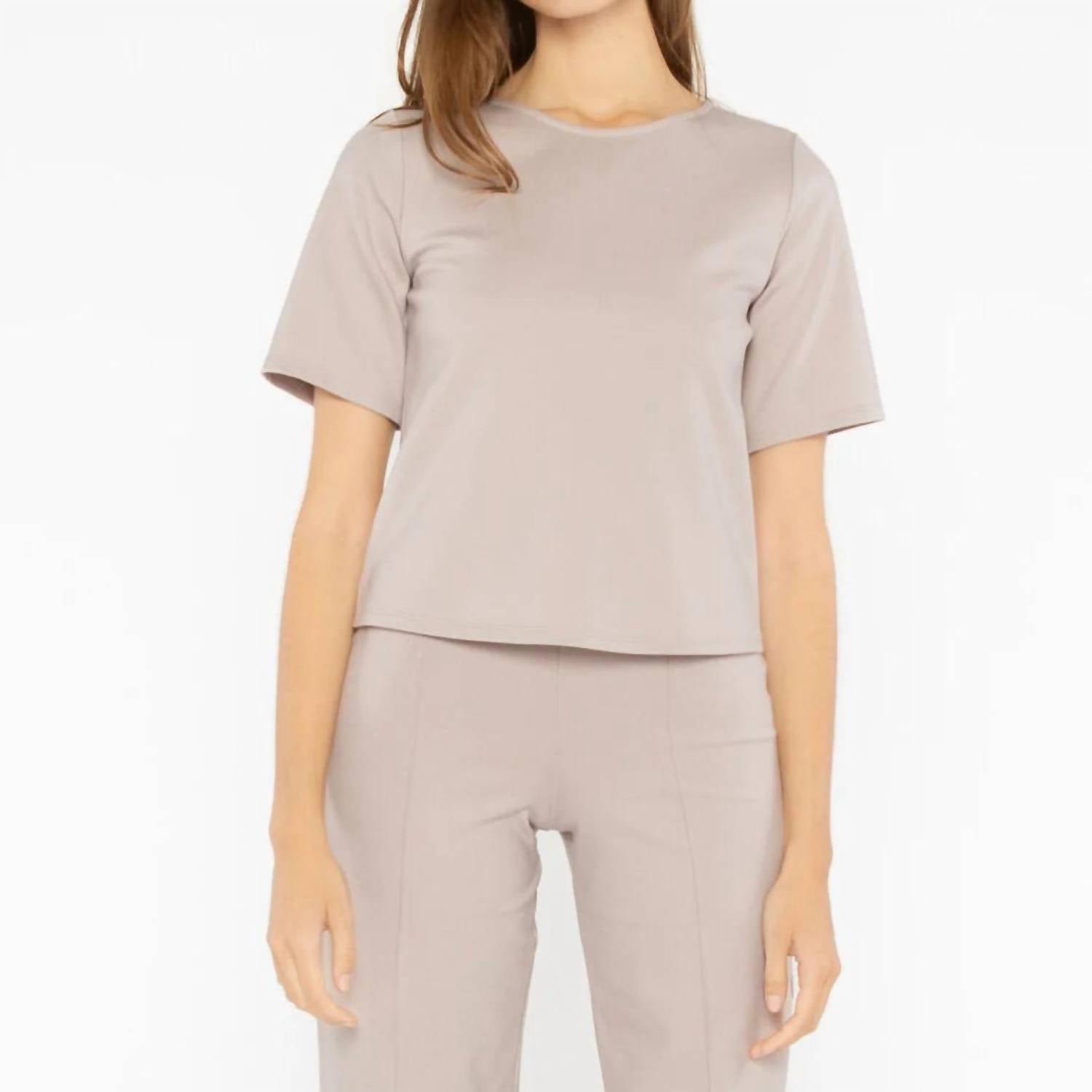 RIPLEY RADER Ponte Knit Short Sleeve Top Extended in clay - women's t-shirt