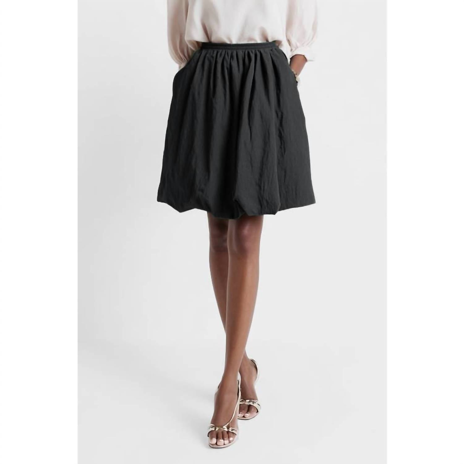naked zebra Bubble Skirt With Elastic Waistband in black - women's skirt