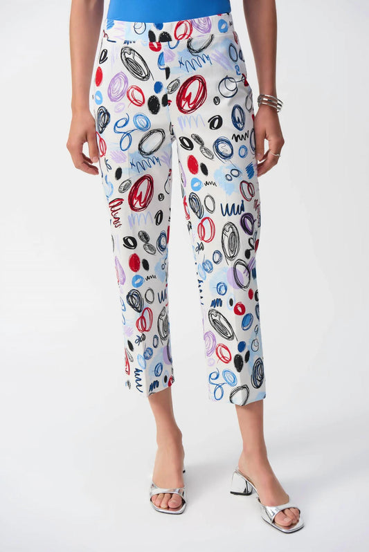 Joseph Ribkoff - Abstract Print Cropped Pants