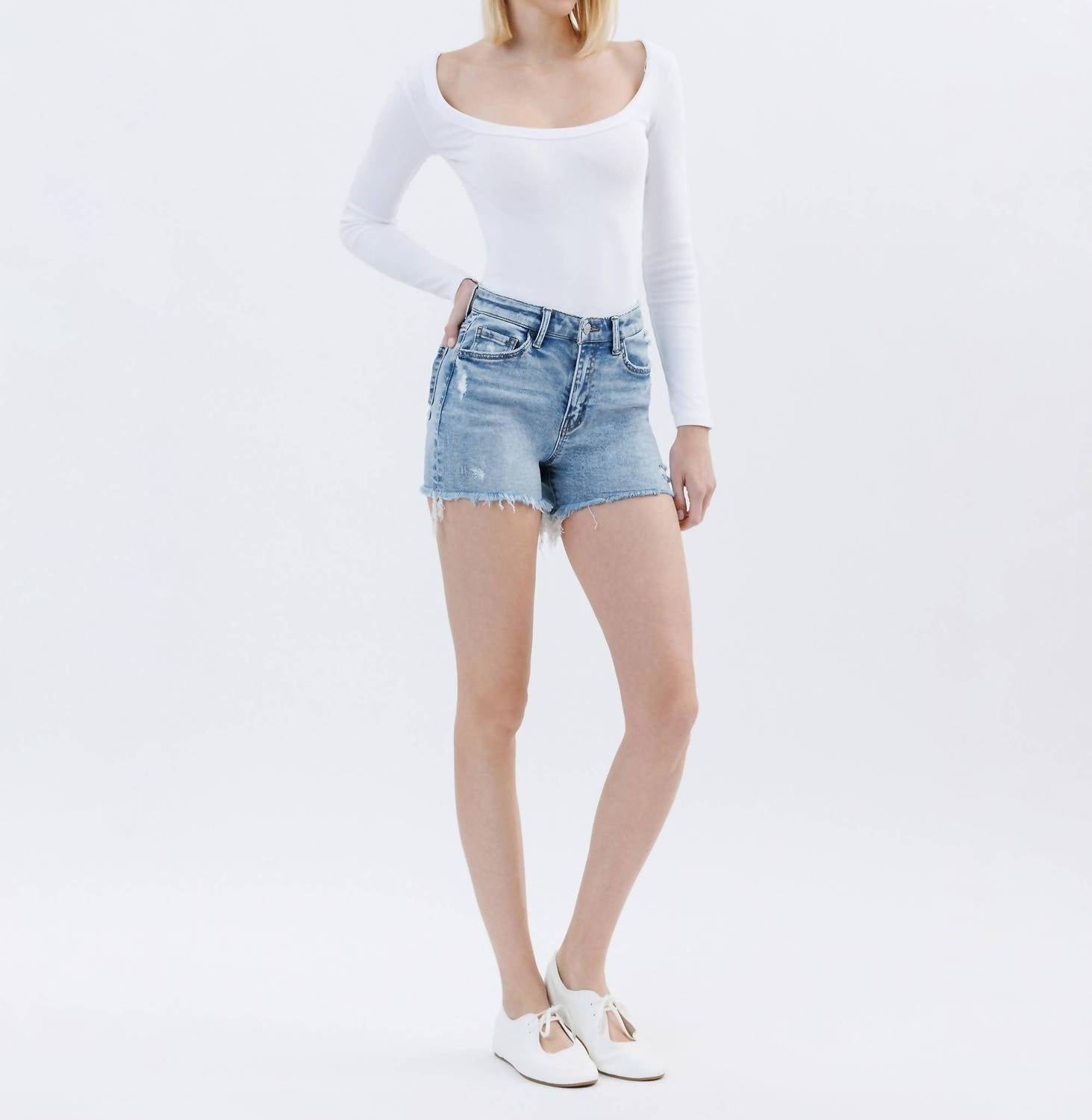 Lovervet - High Rise Distressed Shorts