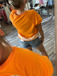 Peach Love - Football & Sequin Trim Tee