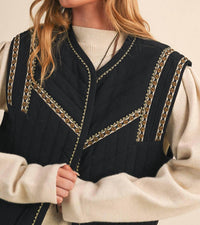 &Merci - Jay Quilted Vest with Trim Detail