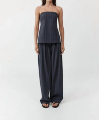 St. Agni STRAPLESS ROULEAU TIE TOP in ink stripe - women's shirt - alternate view