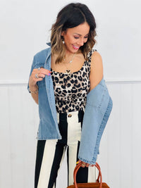 Southern Grace - Leopard Ribbed Square Neck Tank Top