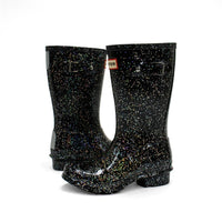 HUNTER Girls Giant Glitter Rain Boots in black - kids' shoe - view 6