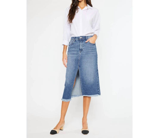 Kancan - High Rise Denim Midi Skirt