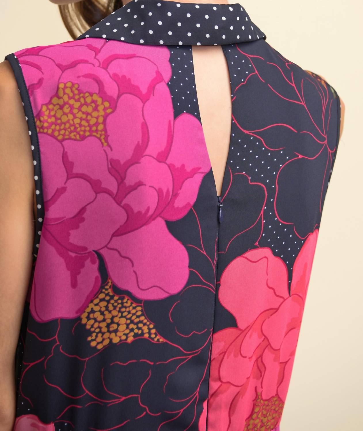 MIXED FLORAL MIDI DRESS