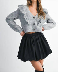 MABLE Afternoon Stroll Bubble Hem Mini Skirt in black - women's skirt