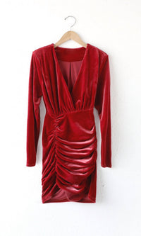 Adelyn Rae - Womeon's Arya Ruched Velvet Dress
