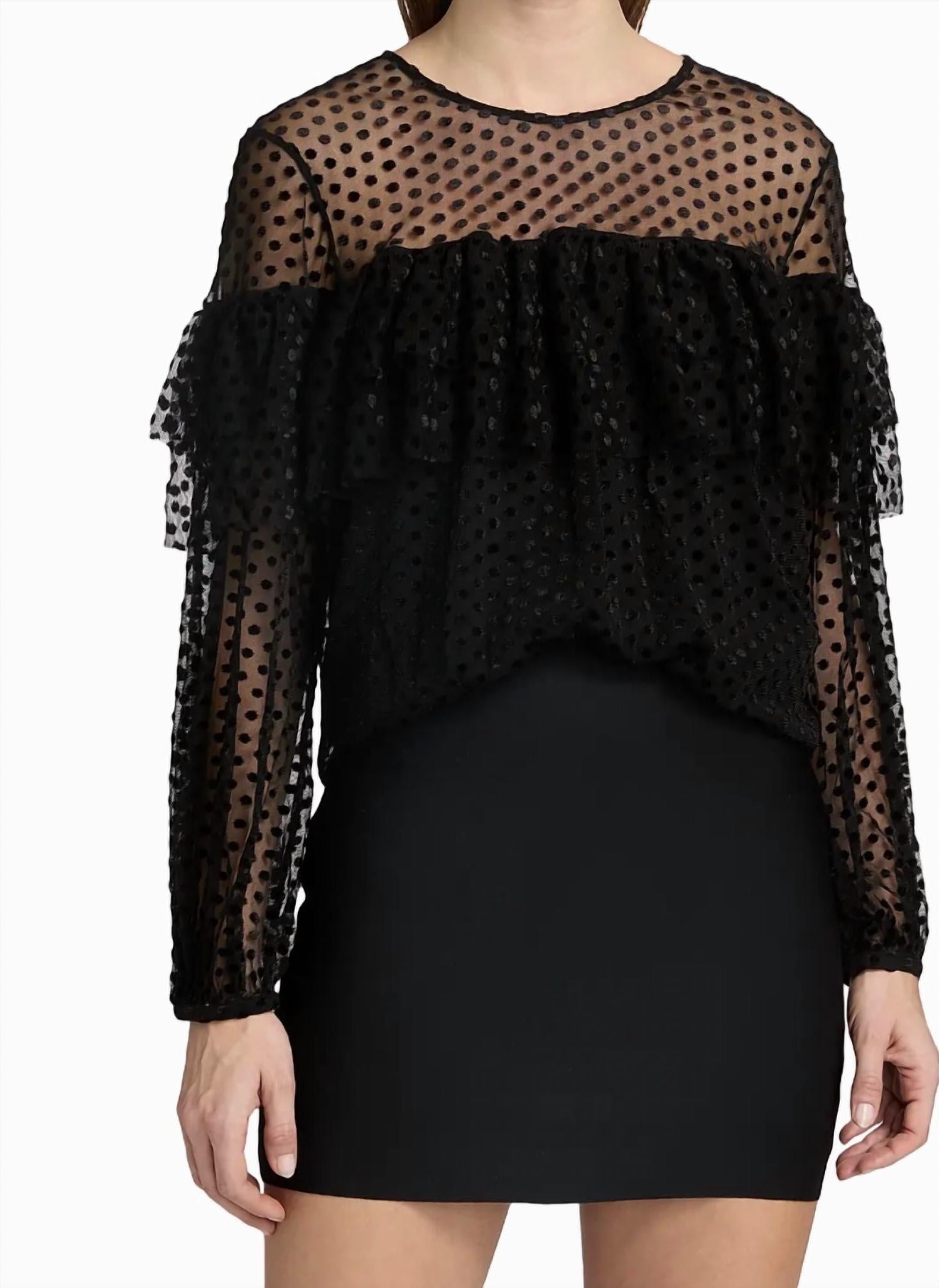 Ba&Sh - Mesh Raff Swiss Dot Ruffle Blouse