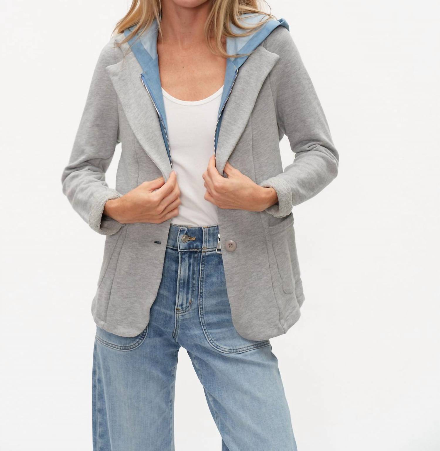 SIX/FIFTY Torino Sweater Blazer in heather grey - women's jacket