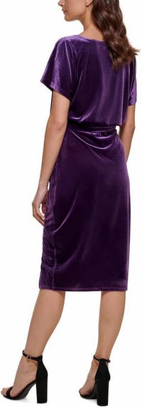 Kensie - Women's Velvet Boatneck Midi Dress