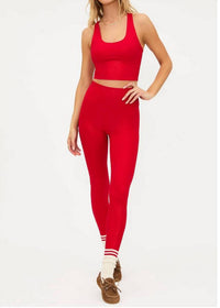 Beach Riot Piper High-rise Legging in red shine waffle - women's pants