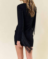 Saints & Hearts - Fringed Metallic Bodycon Dress