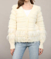 Fate - Feather Trim Wool Blend Cardigan
