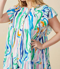 Hayden LA Ruffle Sleeve Mini Dress in green mix - women's dress - view 4