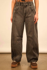 VERY J High-Waisted Barrel Jeans in black - women's jeans - view 5